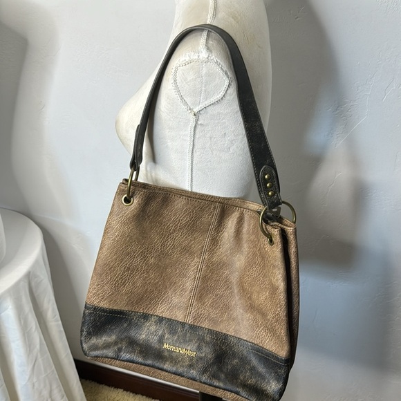 Montana West Two Tone Brown Shoulder Bag BRN6020C - Picture 13 of 16